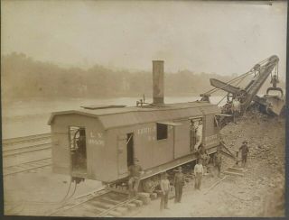 C 1900 Bucyrus Steam Shovel Rail Mount Lehigh Valley Rr Lvrr Railroad Lg Photo