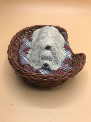 Sandicast Sleeping Maltese With Bed