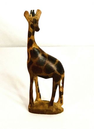 Vintage Wooden Hand Carved Giraffe Safari Animal Figure Souvenir Kenya 5 "