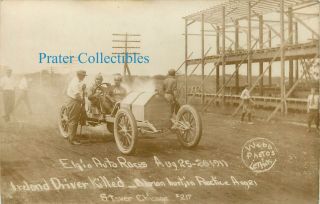 Elgin Il 1911 Auto Race,  Driver Ireland Killed,  Stands Fell Injuring 4,  Rppc