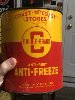 Vintage 1 Gallon Double “c” Anti - Freeze Oil Can.  Rare Can.  Farm.  Service