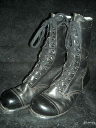 Vtg 60s Mens 9 Army Military 5 60 Leather Post Korean War Jump Combat Boots