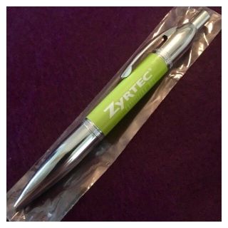 Nip Drug Rep Executive Heavy Metal Wide Pens Lime Green Chrome Silver Zyrtec Pen