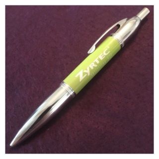 NIP Drug Rep Executive Heavy Metal WIDE Pens Lime Green Chrome Silver ZYRTEC PEN 2