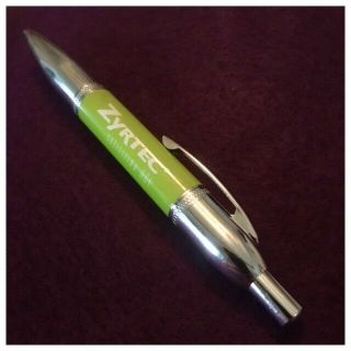 NIP Drug Rep Executive Heavy Metal WIDE Pens Lime Green Chrome Silver ZYRTEC PEN 3