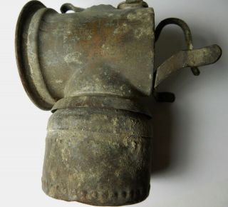 OLD JUSTRITE MINING MINER ' S BRASS CARBIDE LAMP Pat 1913 Etc 2