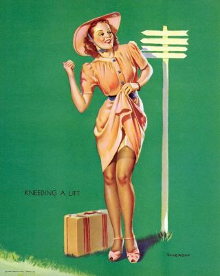1940s Pin Up Girl Lithograph By Elvgren Kneeding A Lift 402
