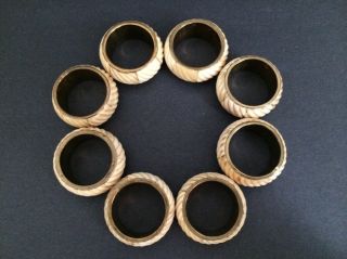 Set Of 8 Vintage Bone Brass Napkin Rings