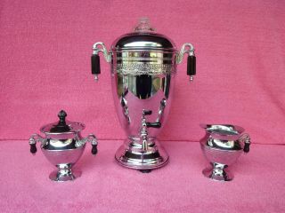 Vintage 1940s Forman - Family Chrome 8 - Cup Percolator Coffee Pot Maker Urn Set