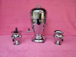 Vintage 1940s Forman - Family Chrome 8 - Cup Percolator Coffee Pot Maker Urn Set 2