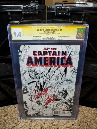 All Captain America 1 Cgc 9.  4 Signed By Stan Lee And J Scott Campbell