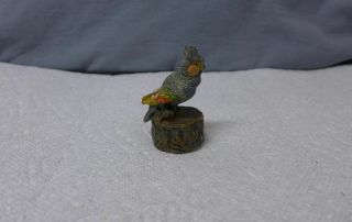 Bt Vintage Painted Figural Metal Celluloid Tape Measure Cockatoo Or Parrot Bird