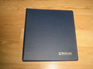 Merrill Lynch Binder Navy Blue Bank Of America Bull Book Vintage 3 Ring Business
