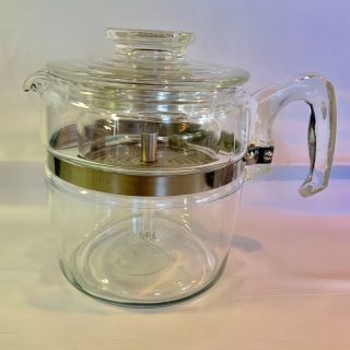 Vintage Pyrex Flameware 6 Cup Percolator Coffee Pot - 7756 B (complete)