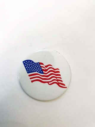 Pin Us American Flag Pinback Button Vintage 1.  5 " Usa Red White & Blue Patriotic