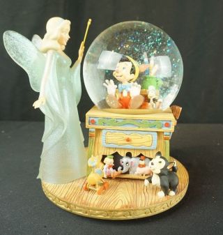 Disney Pinocchio With Blue Fairy Musical Snowglobe