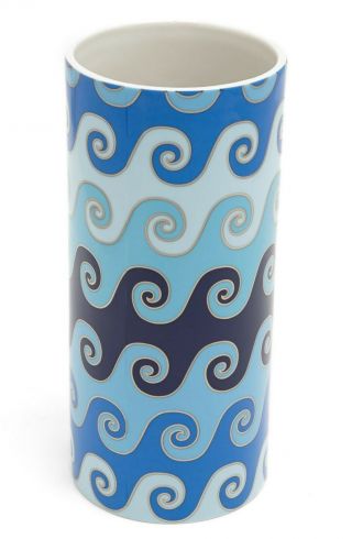 Jonathan Adler Vase Carnaby Waves Blue Talitha Blue Waves With Silver Accents