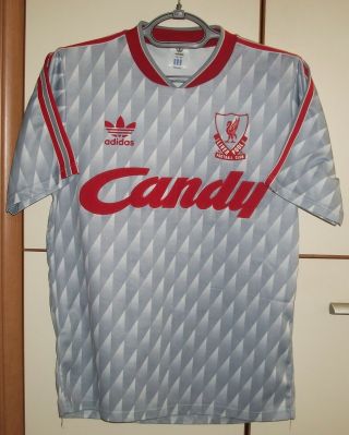 Vintage Liverpool 1989 - 1991 Away Football Shirt Jersey Adidas Candy Size 36 - 38