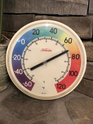 Vintage Mid Century Sunbeam Wall Thermometer Temperature Gauge Usa Made