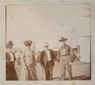 1910s Buffalo Bills Wild West Cabinet Photo Of Bill Cody Backstage W/ Visitors