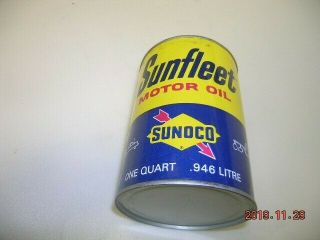 Sunoco Sunfleet Metal One Quart Can Gas Station Garage Motors