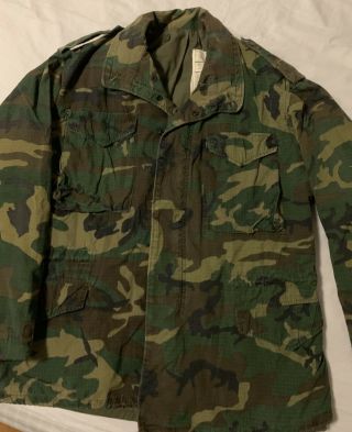 Vintage Army Usmc Erdl Camouflage M65 Field Jacket Ripstop Medium Regular