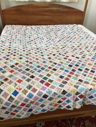 Vintage Cathedral Window Quilt Mid Century