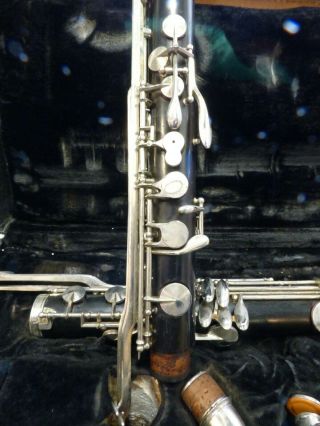 Vintage Noblet Wood Bass Clarinet w\case Paris France NOT 3