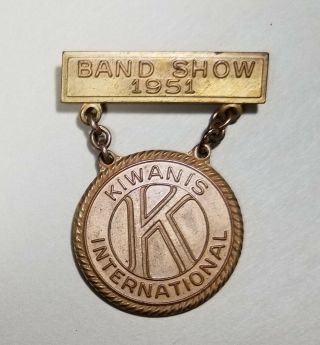 1951 Kiwanis International Band Show Pin Back Vintage Bastian Medallion