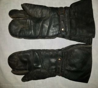 Russian Soviet Flight Leather Gloves Mittens Ussr Air Force