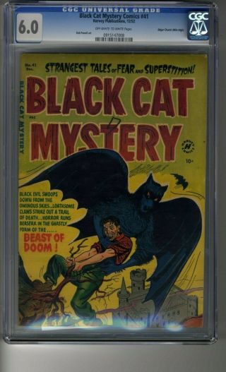 Black Cat Mystery (1951) 41 - Cgc 6.  0 Ow/white Pages - Edgar Church Mile High