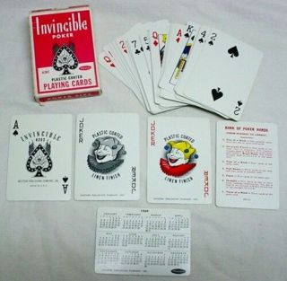 Vintage Deck Invincible Poker Playing Cards & Box Western Publishing Co Wis