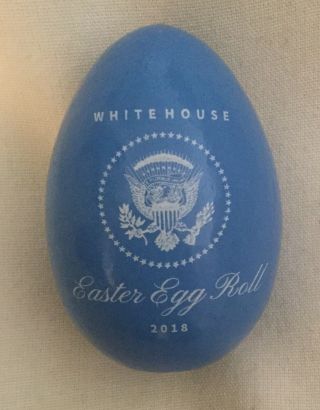 2018 Trump Egg White House Easter Blue President & Melania Signed Eagle Seal