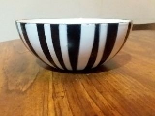 Vintage Cathrineholm Black And White Striped Bowl 4 "