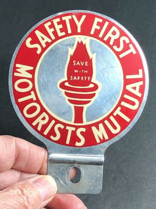 Motorists Mutual Safety First License Plate Topper Advertising Aluminum Not Tin 2