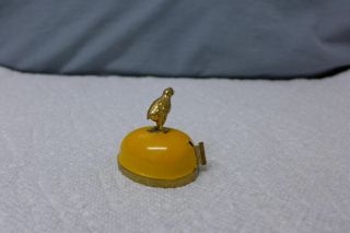 Sewing Vintage Brass windup Figural Tape Measure Chick on Egg 3