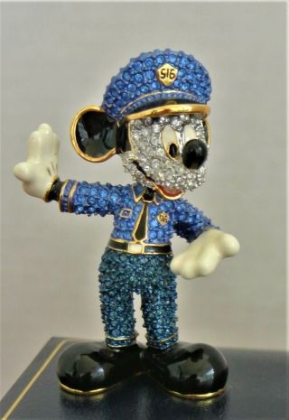 Disney Parks Mickey Mouse Policeman Jeweled Figurine By Arribas Brothers Box