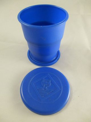 Vintage Official Bsa Boy/cub Scout Camping Blue Collapsible Plastic Drink Cup