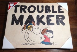 Peanuts Canvas Art Print - Charlie Brown & Lucy Van Pelt - Trouble Maker,