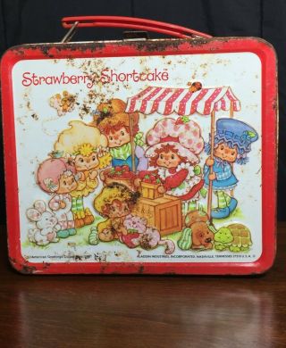 1981 Strawberry Shortcake Lunch Box With Thermos Vintage Rare