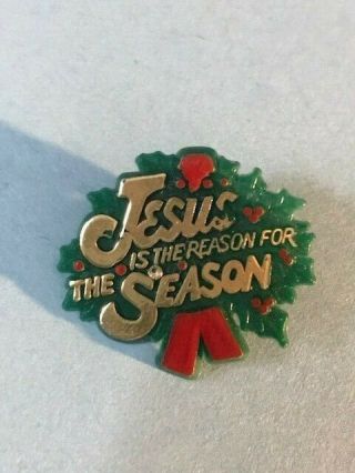 Jesus Is The Reason For The Season Christmas Plastic Lapel Pin Pinback