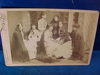 19thc Cabinet Card Photo 7 Sutherland Sisters W Uncut Hair To The Ground