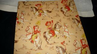314 Vtg Childrens Gift Wrapping Paper One Full Sheet 20 " X 30 " Cow Boys/girls