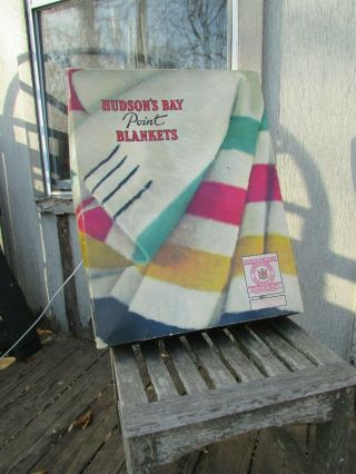 Vintage Early,  Hudson Bay 6 Point Blanket,  W/ Orig.  Box,  Vg