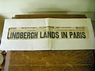 May 22,  1927 Chicago Sunday Tribune " Lindbergh Lands In Paris " In Envelop