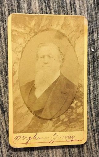 1880s C.  W.  Carter Photo Of Mormon President Brigham Young With Signature