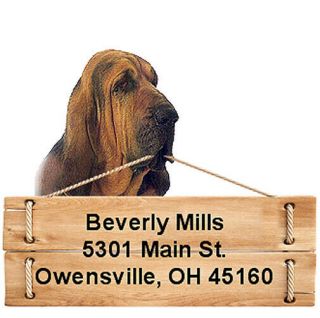 Bloodhound Return Address Labels Die Cut To Shape Of Dog And Sign