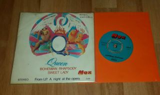 Queen - Bohemian Rhapsody/ Sweet Lady Turkish 7 " 45 Rpm W/ Picture Sleeve