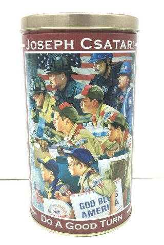 Joseph Csatari 9/11 Heroes Empty Popcorn Tin Boy Scouts Of America 3