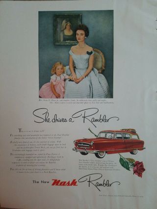 1954 She Drives A Red Nash Rambler Cross Country Car Mrs.  Orson Munn Jr.  Ad